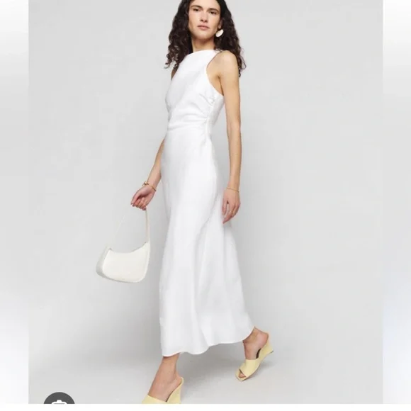 Reformation - Casette Linen Maxi Dress, White, 10 - Picture 2 of 7